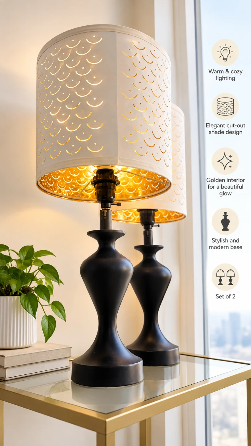 Set of 2 Black Table Lamps - photo 2