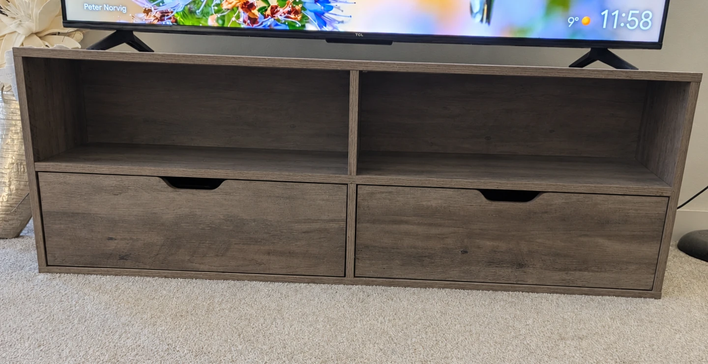 Wood Grain TV Stand with Two Drawers