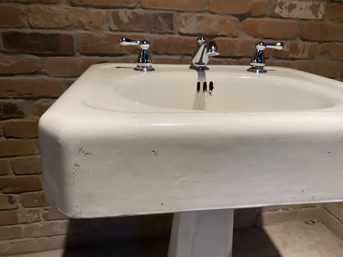 Original cast iron Edwardian pedestal Sink from 1905 - photo 2