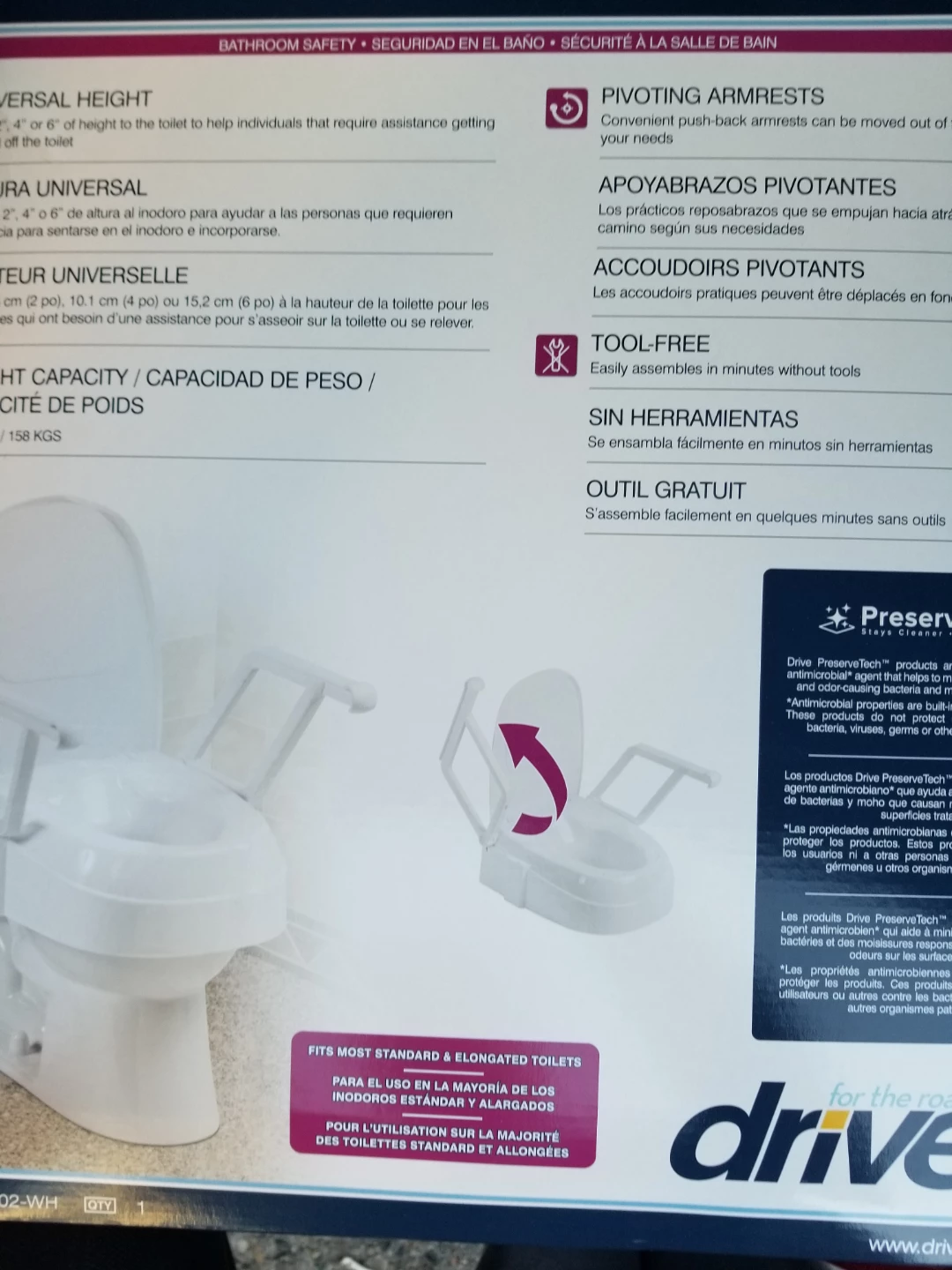 Likenew Drive Medical universal toilet seat riser