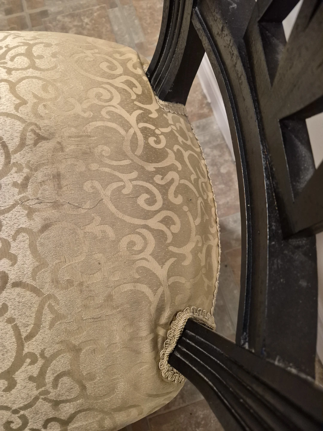 Vintage Black Dining Chair with Gold Upholstery - photo 5