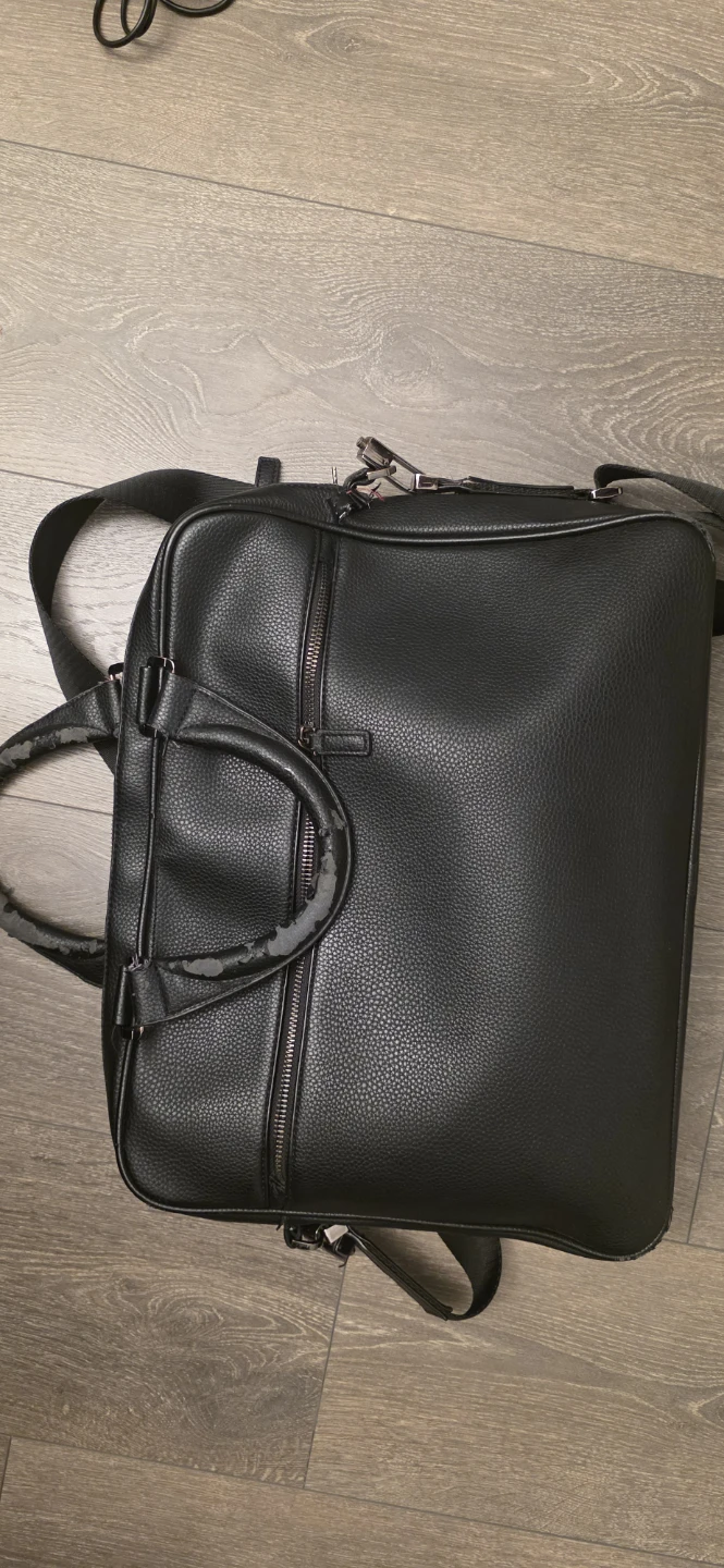 Black Faux Leather Laptop Briefcase