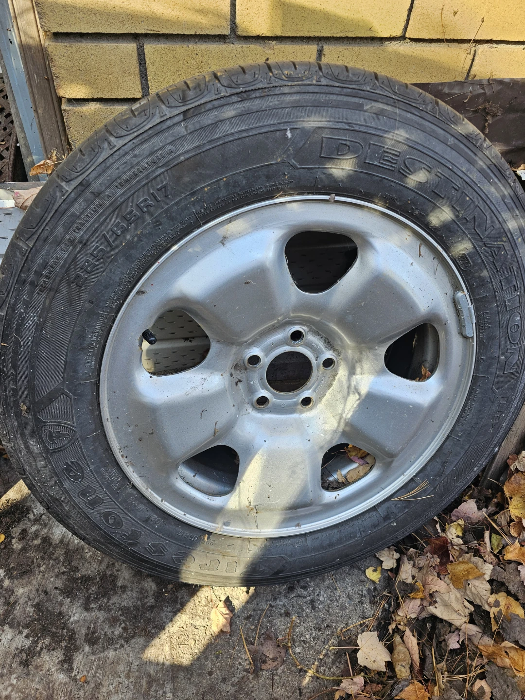 Firestone Destination 225/65R17 Tire on Steel Rim