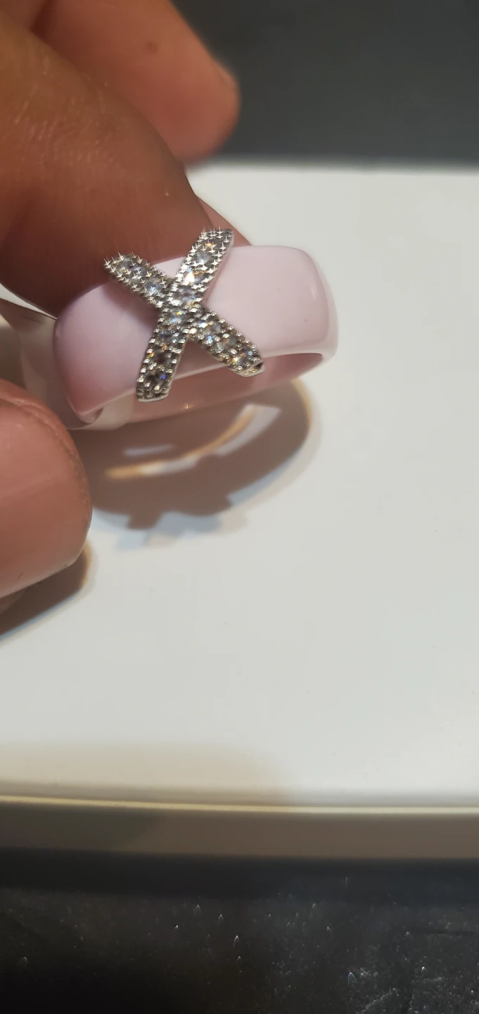 Pink Ceramic X-Design Ring Size 8 - photo 2