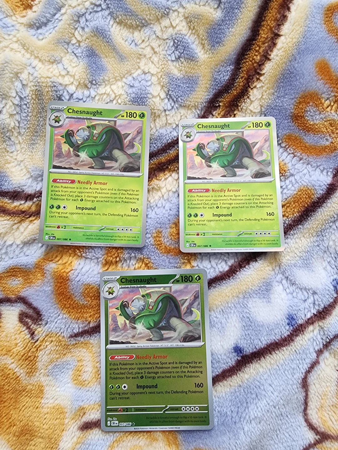 3 Chesnaught Pokemon Cards