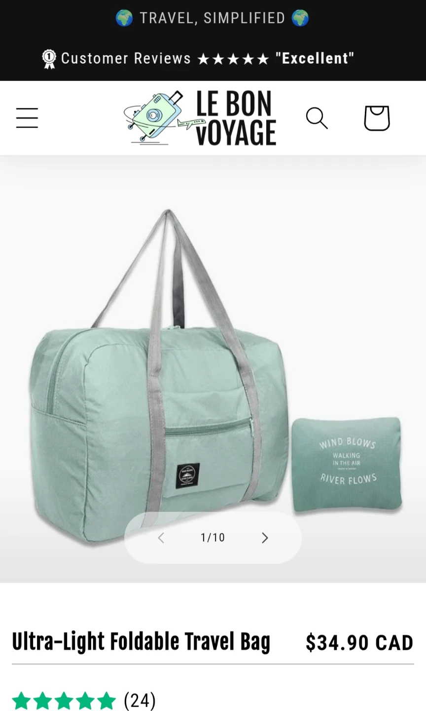 Ultra Light Foldable Travel bag. Attaches to suitcase handle - photo 4