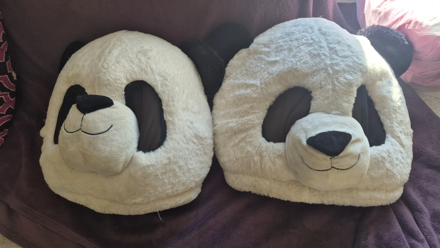 Two Panda Plush Head Pillows