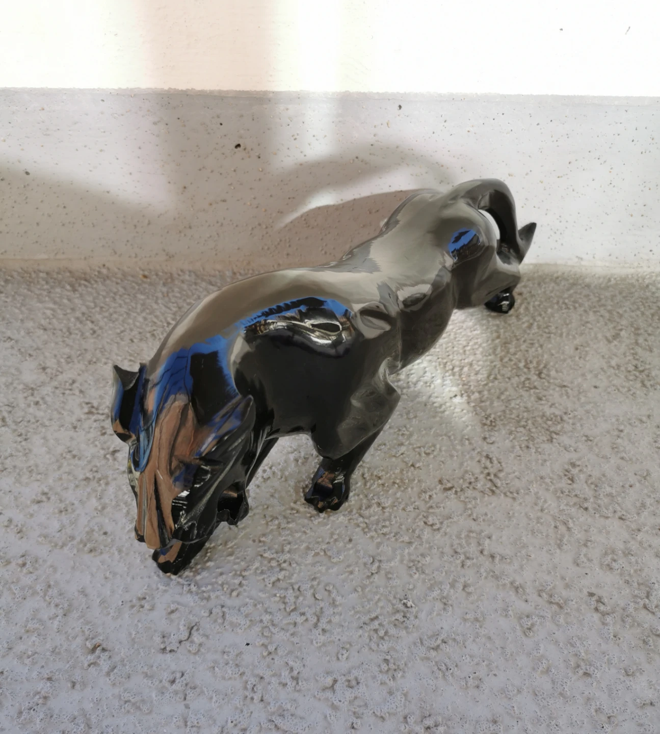 Vintage Black Stone Panther Sculpture – Big Cat Figurine - photo 2