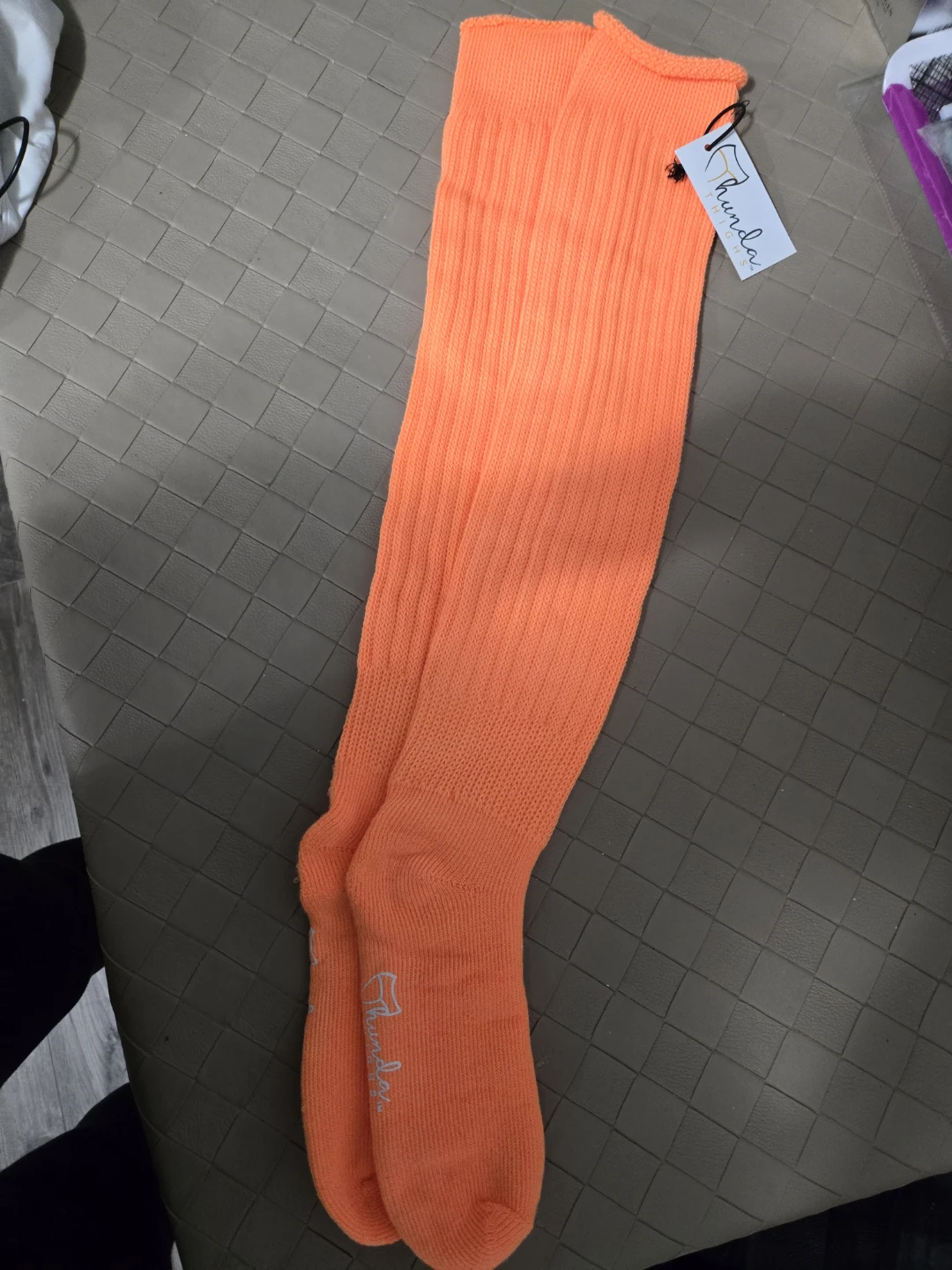 Thunda Thighs neon orange socks New