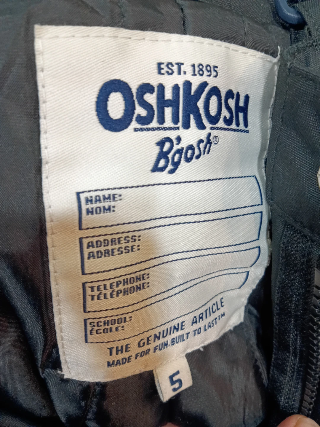 OshKosh B'gosh Black Snow Pants Size 5 - photo 3