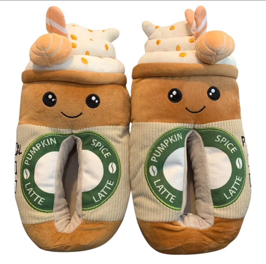 womens pumpkin spice latte slippers size 9/10