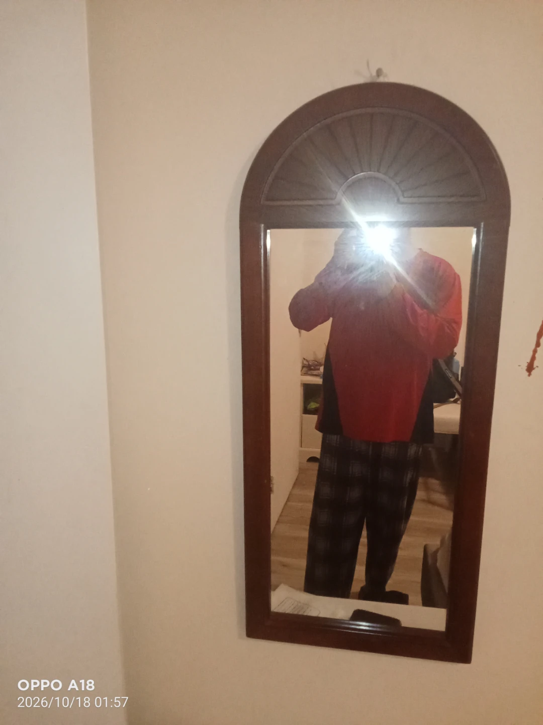Arched Wooden Wall Mirror