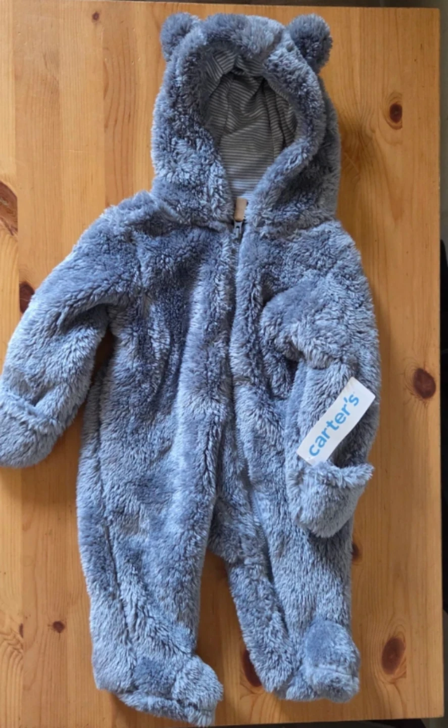 Carter's Grey Fuzzy Baby Bunting Suit