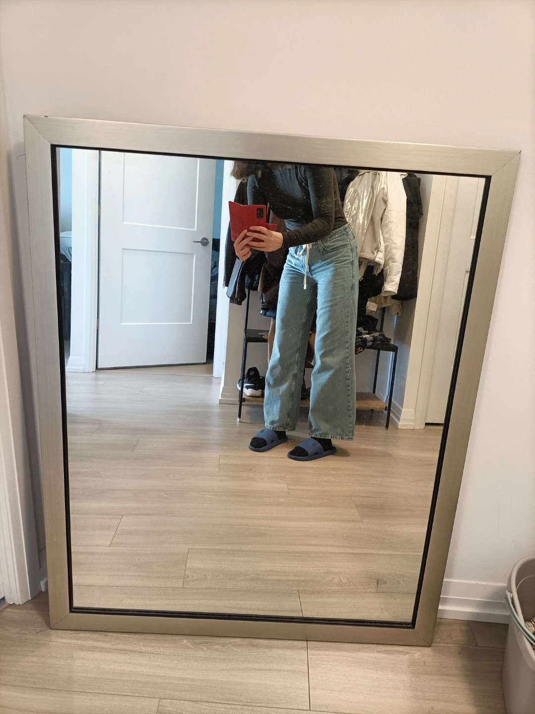 Large Brushed Silver Wall Mirror