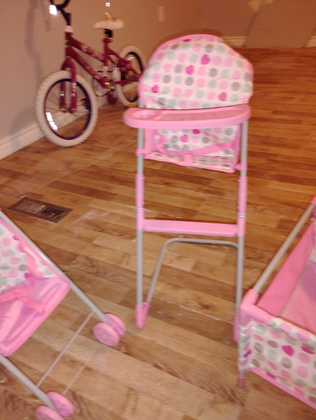 Pink Doll Play Set Stroller High Chair and Crib - photo 4