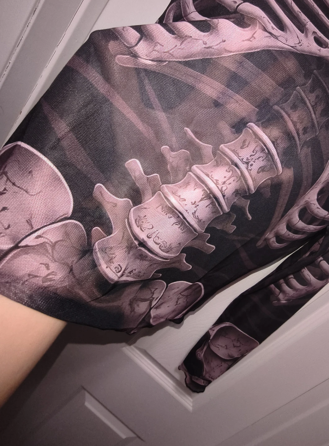 Skeleton Print Mesh Long Sleeve Top - photo 2