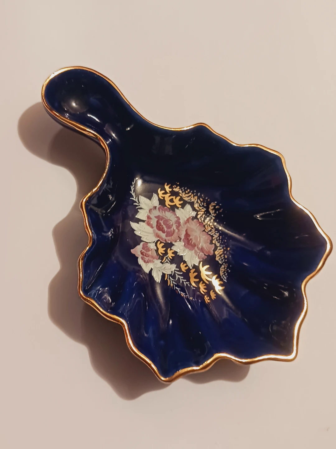 Cobalt Blue Handpainted Porcelain Floral Trinket Dish - photo 2