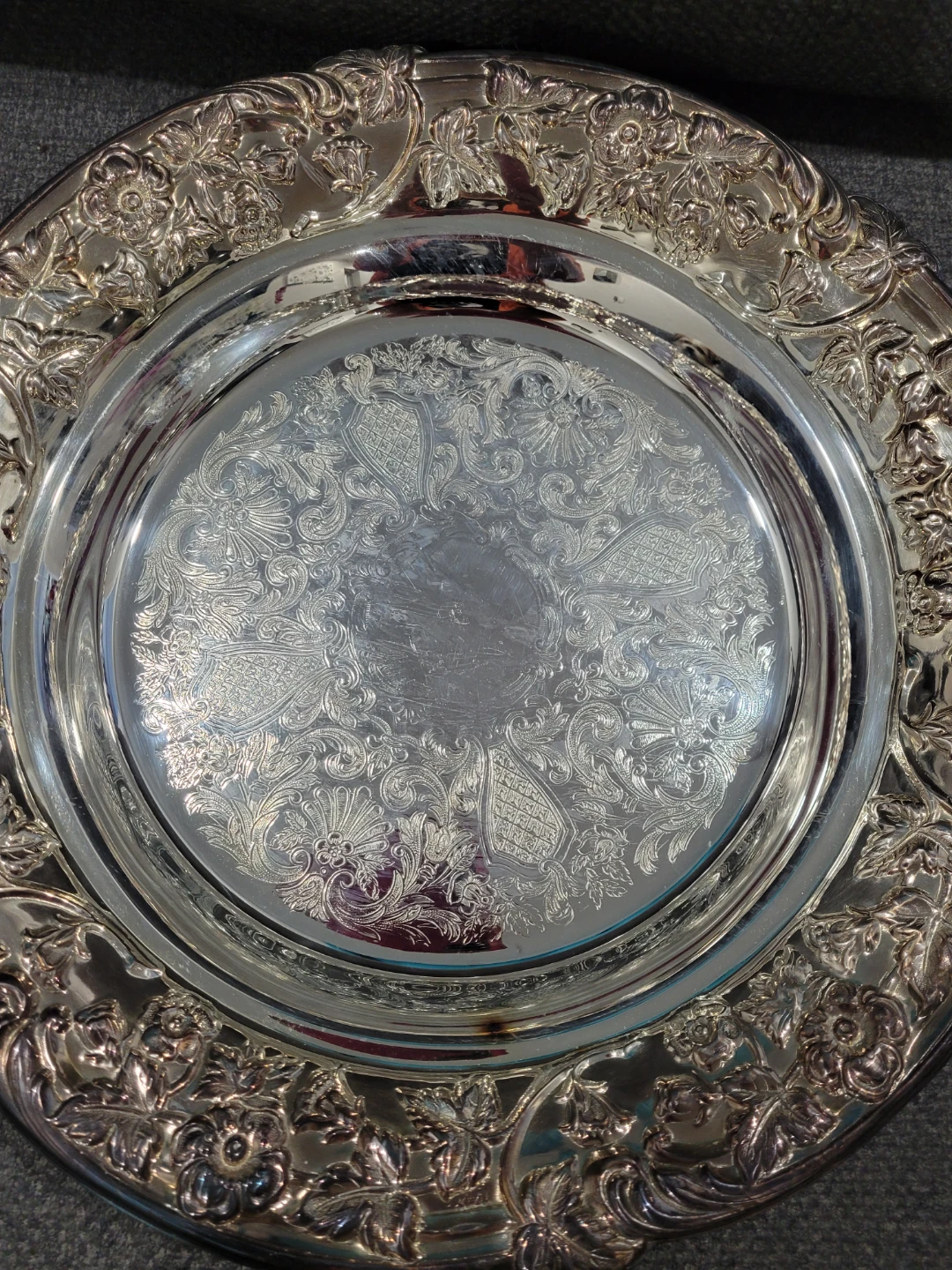 Silver platter with glass insert - photo 4