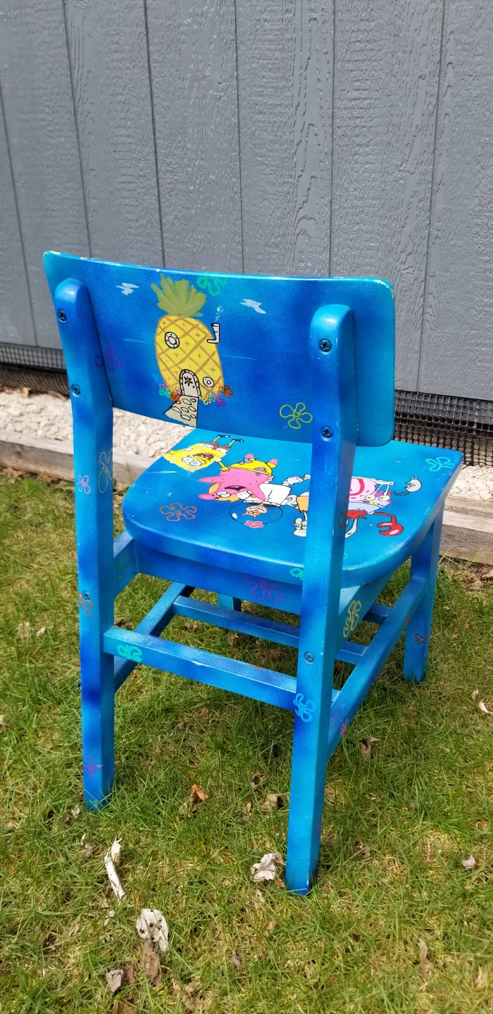 Hand-painted Spongebob Squarepants Kid's Chair - photo 2