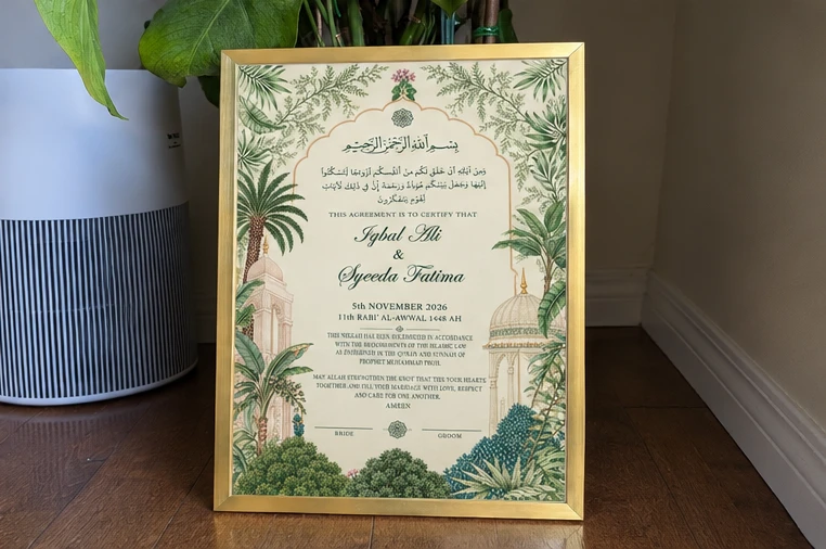 Nush Custom Framed Islamic Wedding Nikah Certificate - photo 2