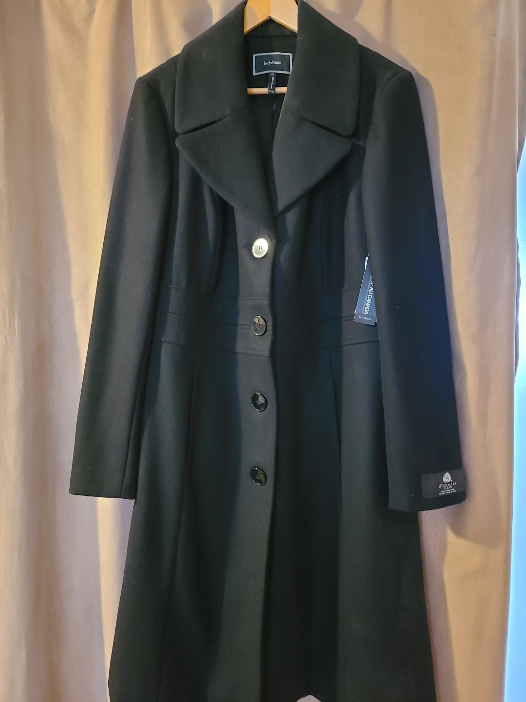 Le Château Black Woolmark Blend Coat XL