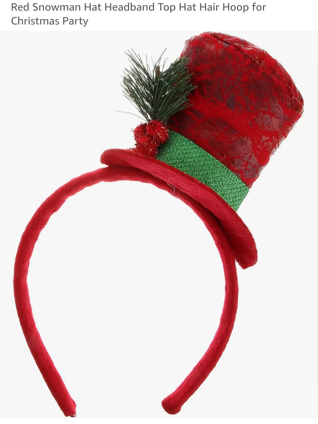 Red Christmas Top Hat Headband
