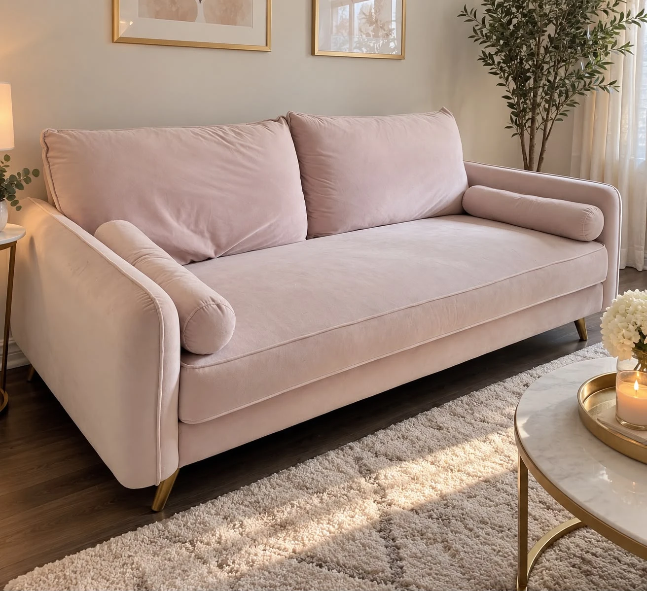 Pink Velvet Sofa