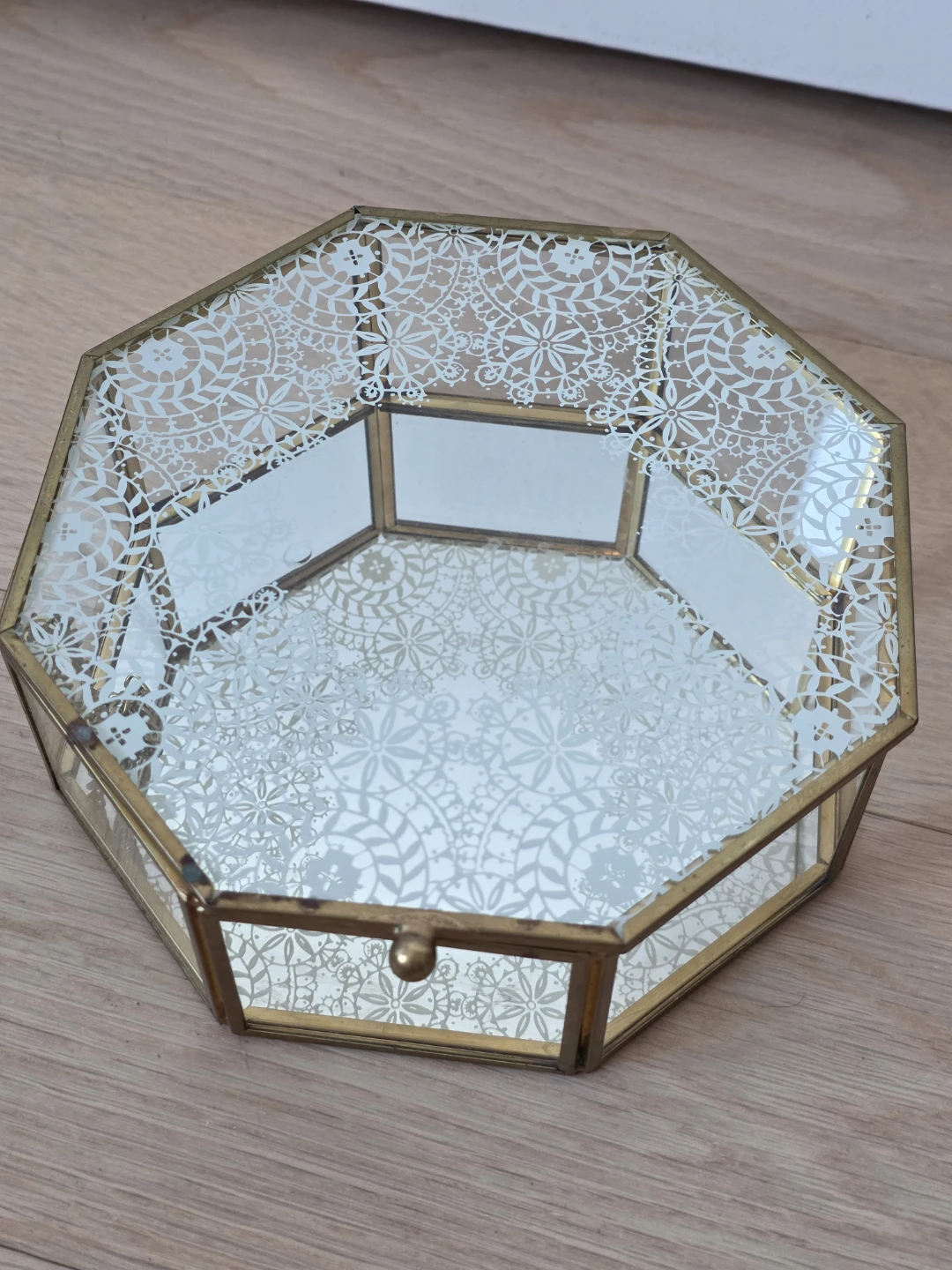 Nicole Miller Octagonal Glass Jewelry Box