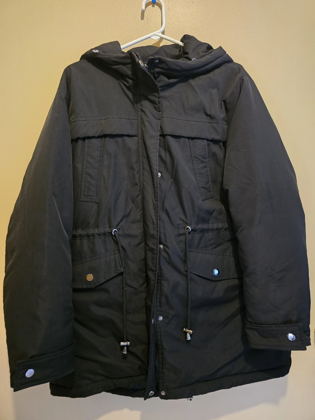Black Hooded Winter jacket with Faux Fur Trim - photo 3