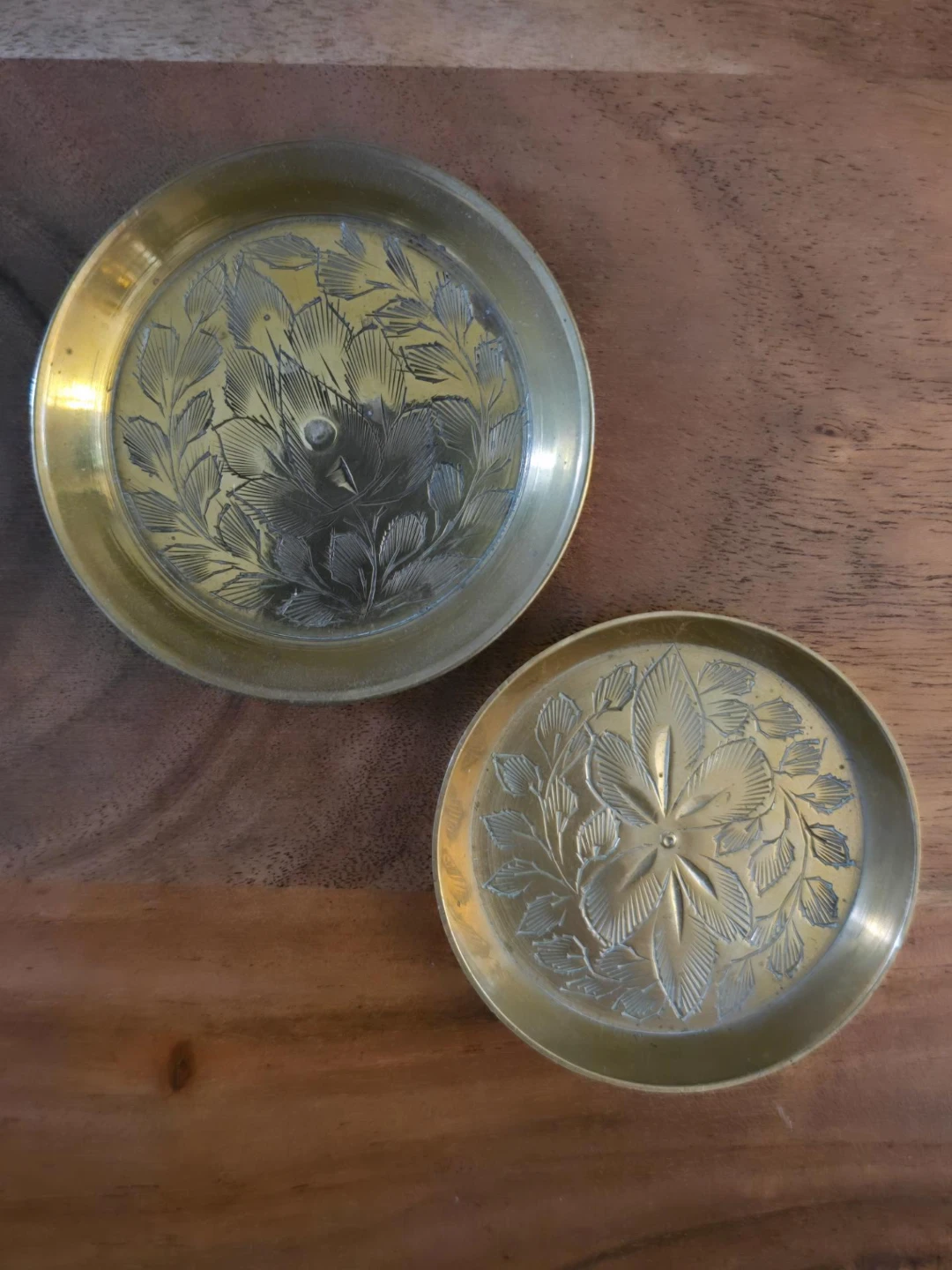 Set of Two Vintage Brass Pin Dishes