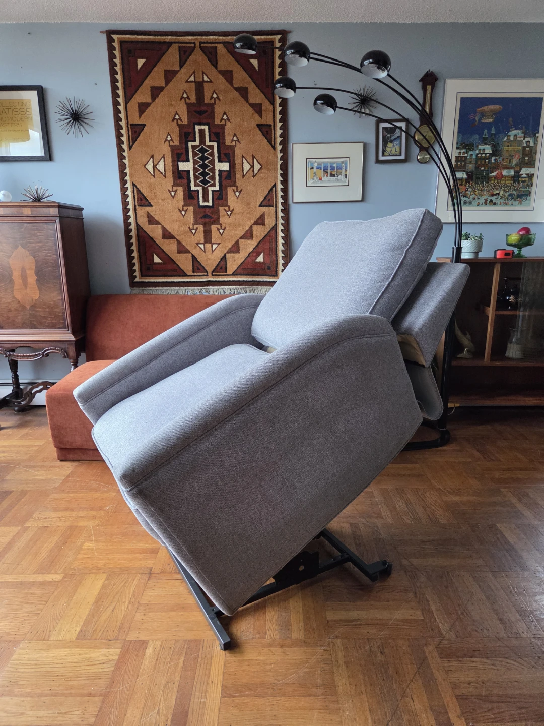 Heavy-Duty Light Grey Fabric Power Lift Recliner