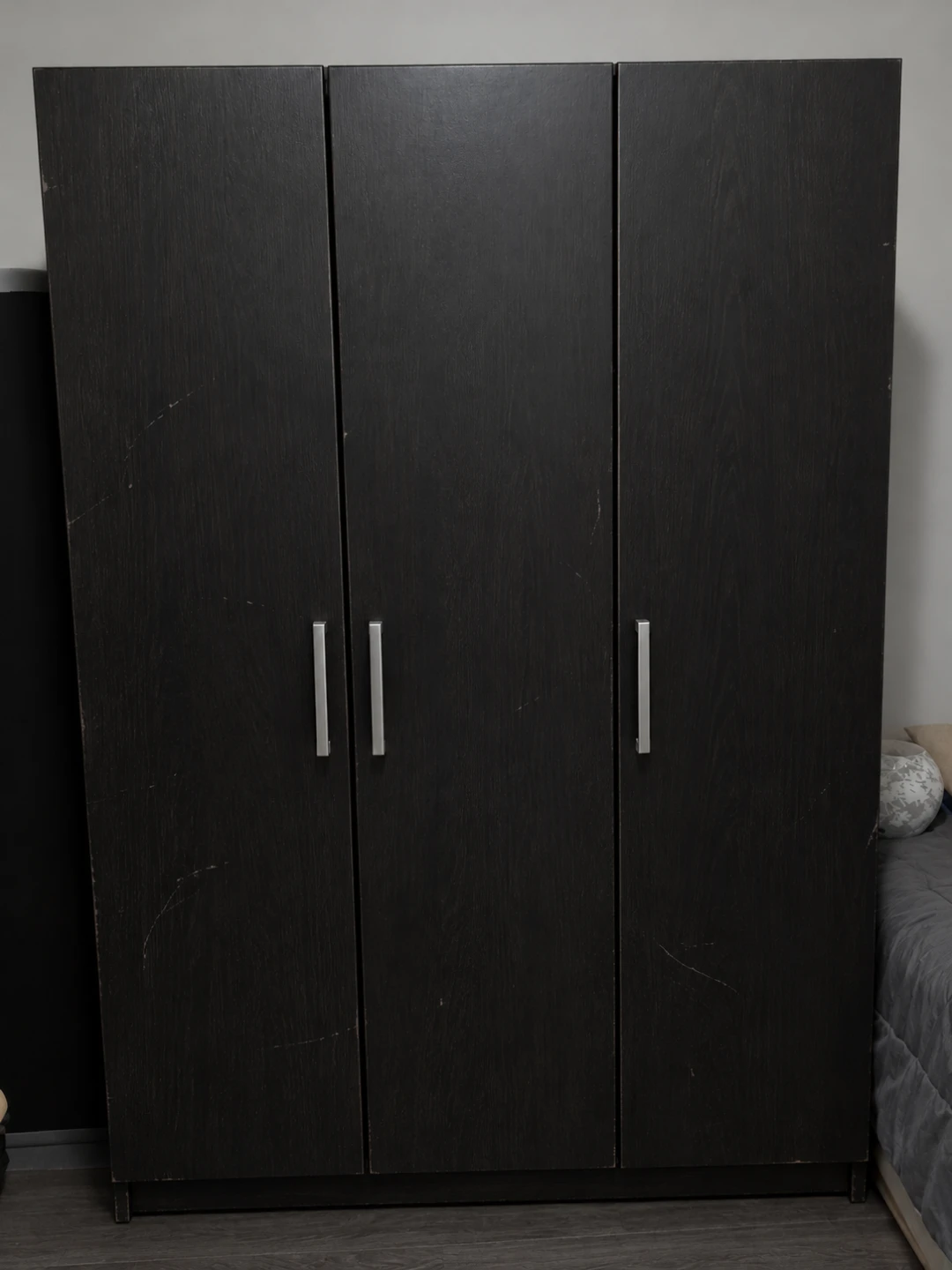 Black Three-Door Wardrobe