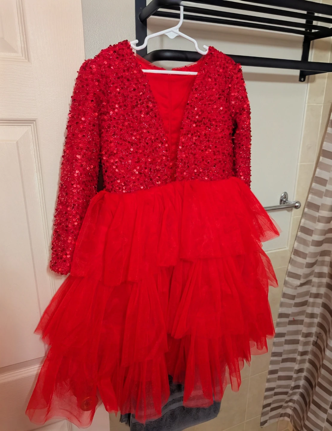 Red Sequin and Tulle Party Dress