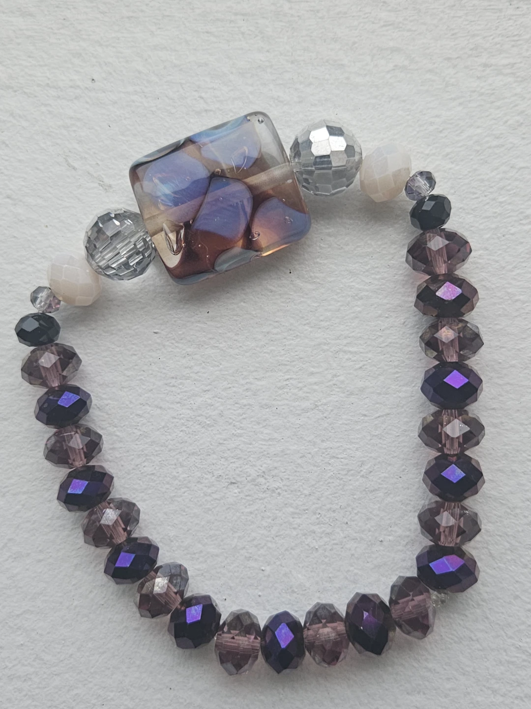 Purple Beaded Statement Bracelet