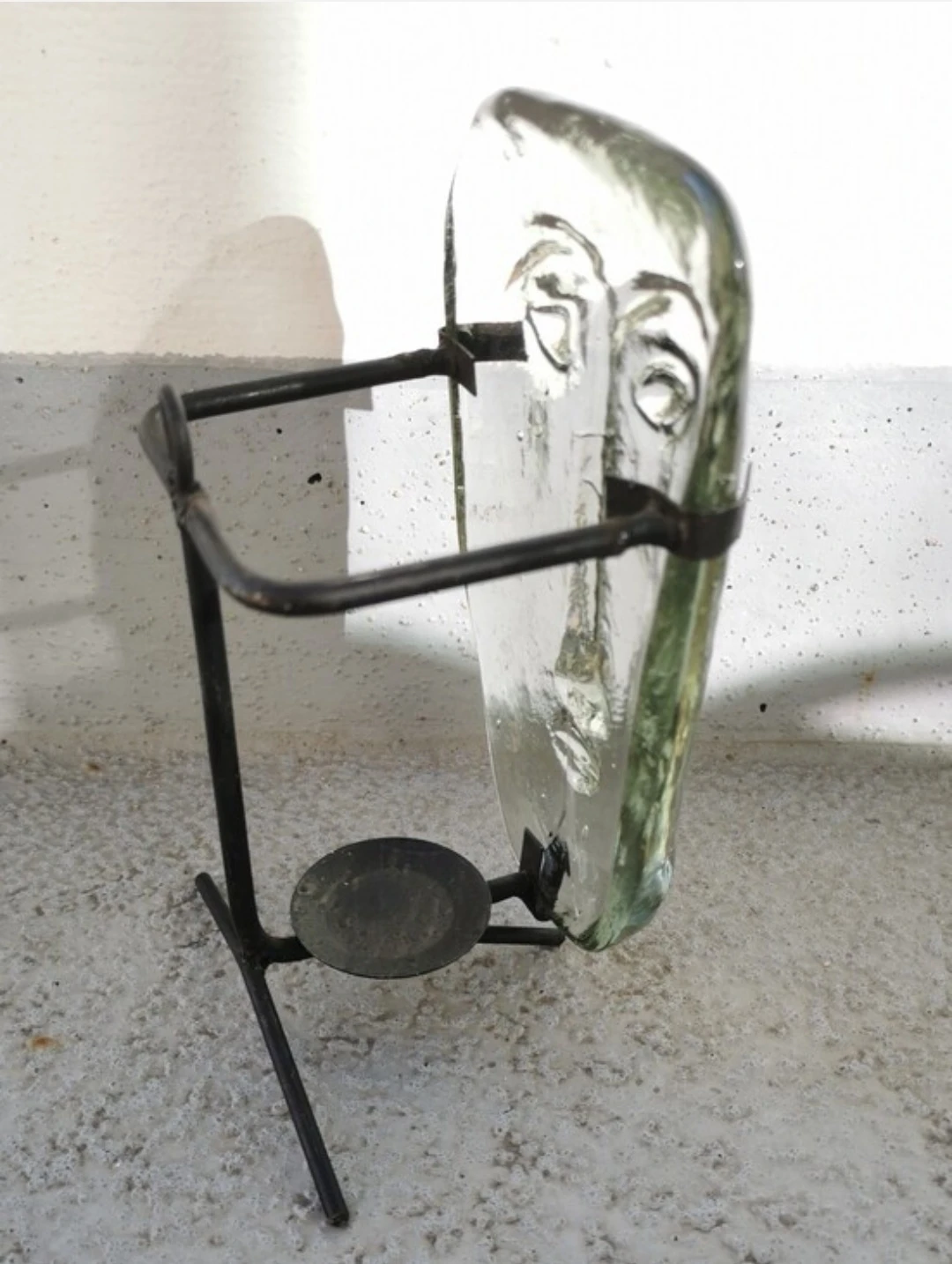 Vintage Jaramillo Bros Sky Dreamer Glass Mask Candle Sconce - photo 4