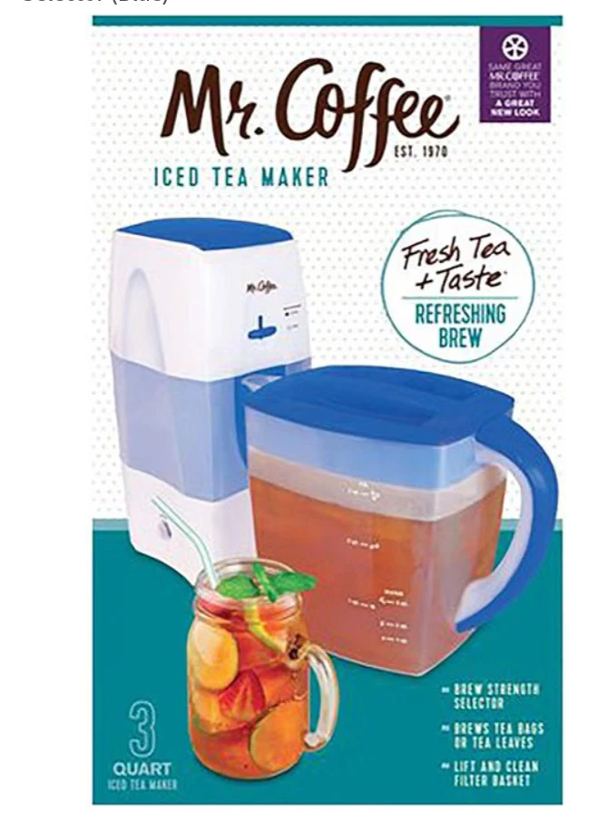 Mr. Coffee Iced Tea Maker 3 Quart Brew Strength Selector (Blue)