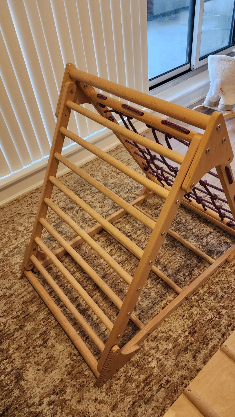 Wooden Pikler Triangle Climbing Frame with Ramp - photo 3