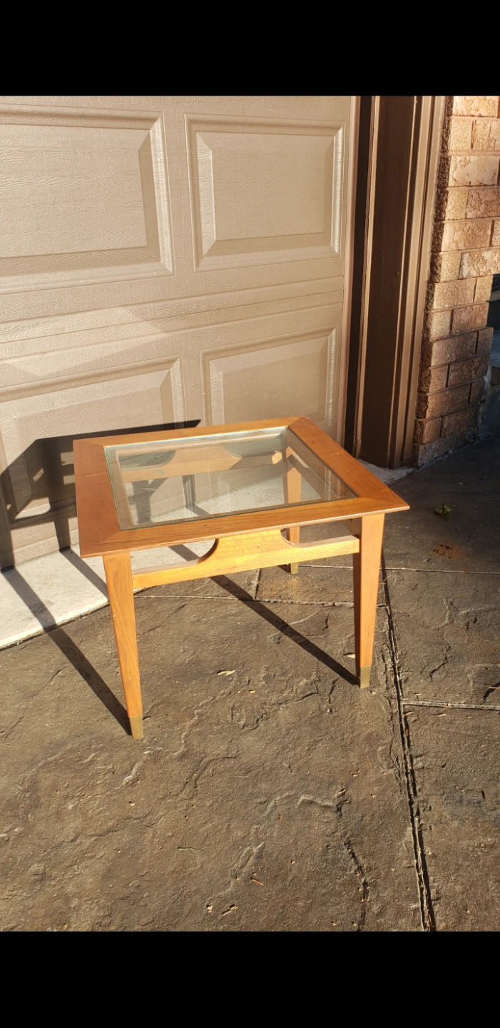 Mid-Century Modern Teak and Glass Side Table