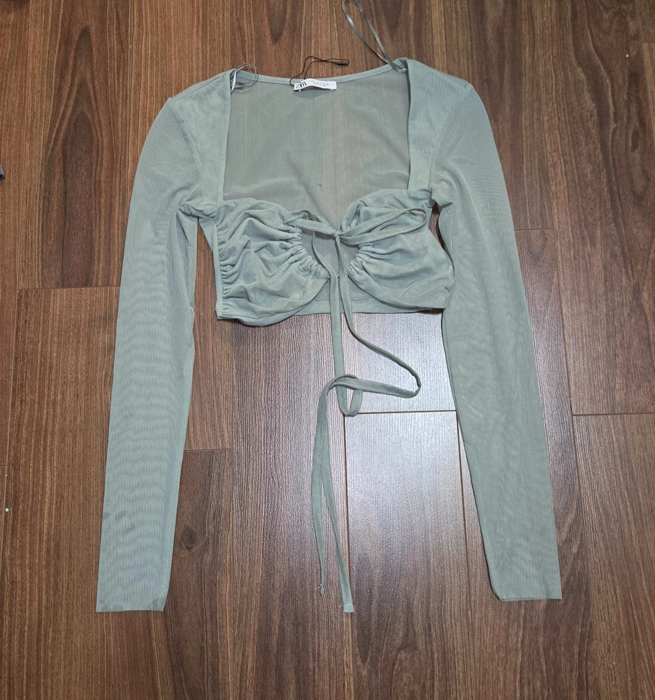 Zara Mesh Tie-Front Crop Top - photo 2