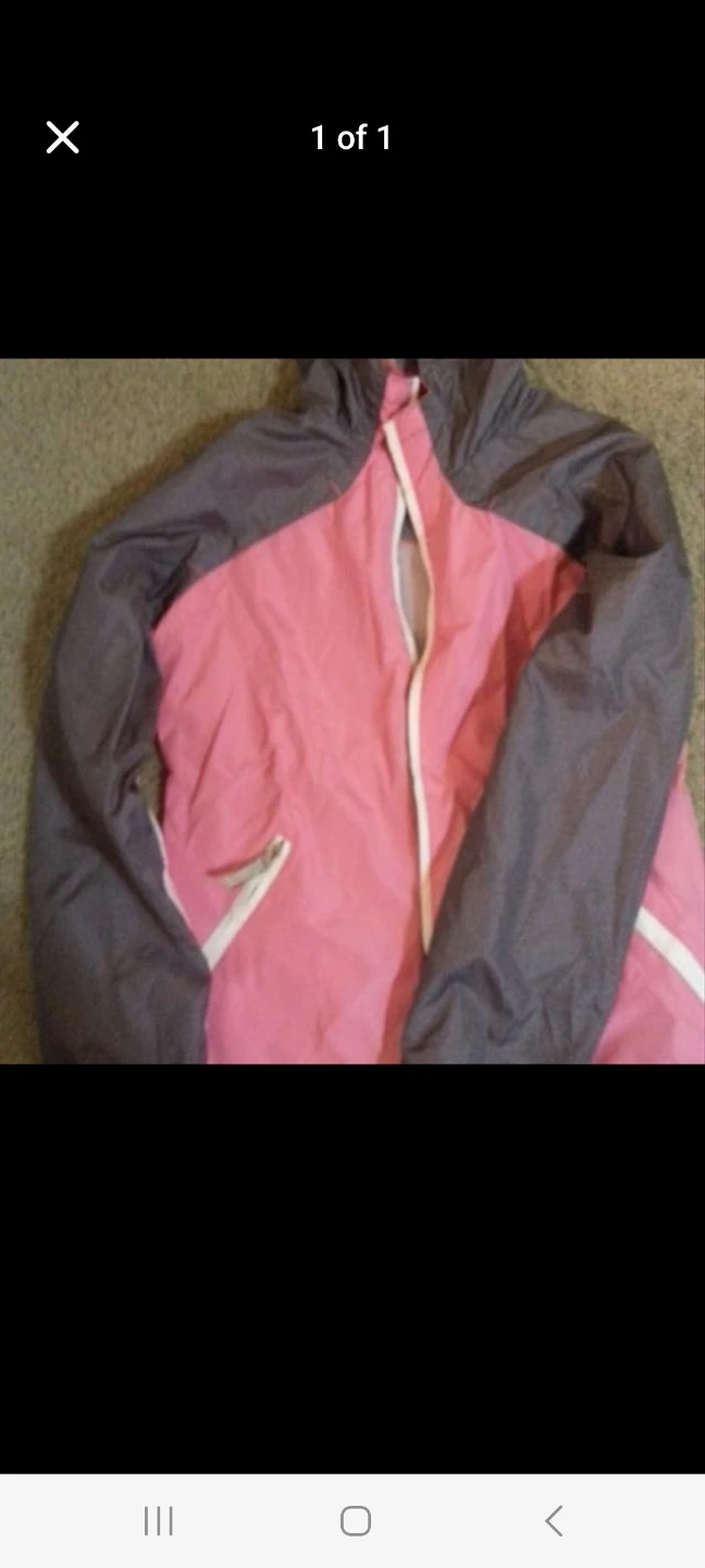 Pink and Grey Girls  Rain Zip-Up Jacket size 16