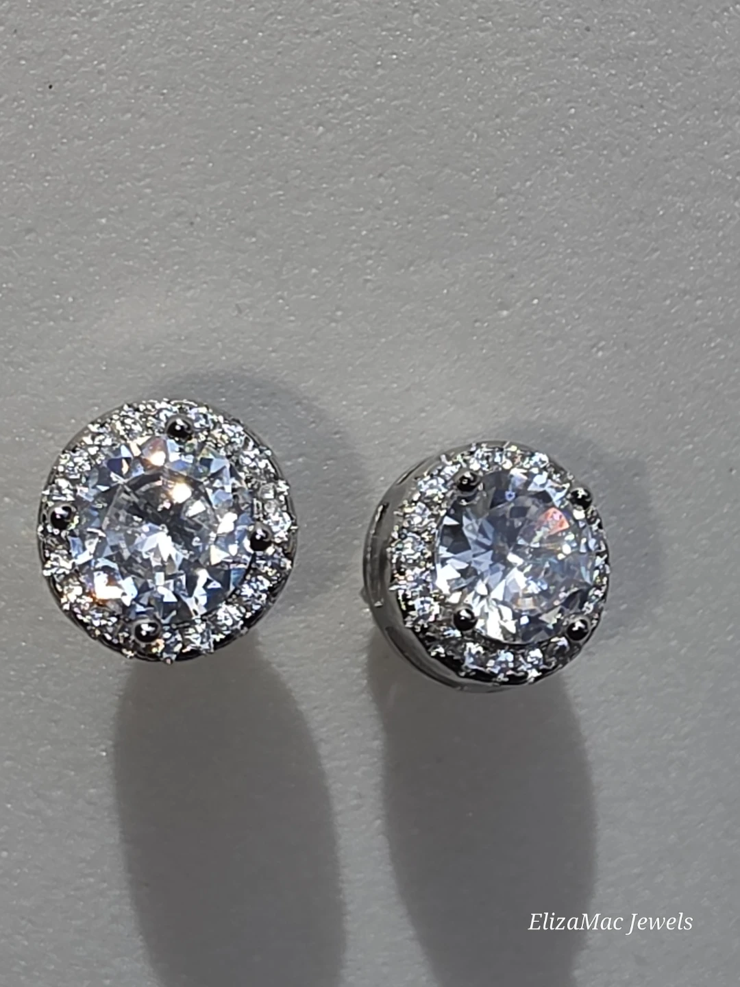 ElizaMac Jewels 2ct 925 Sterling Silver Halo Stud Earrings - photo 2