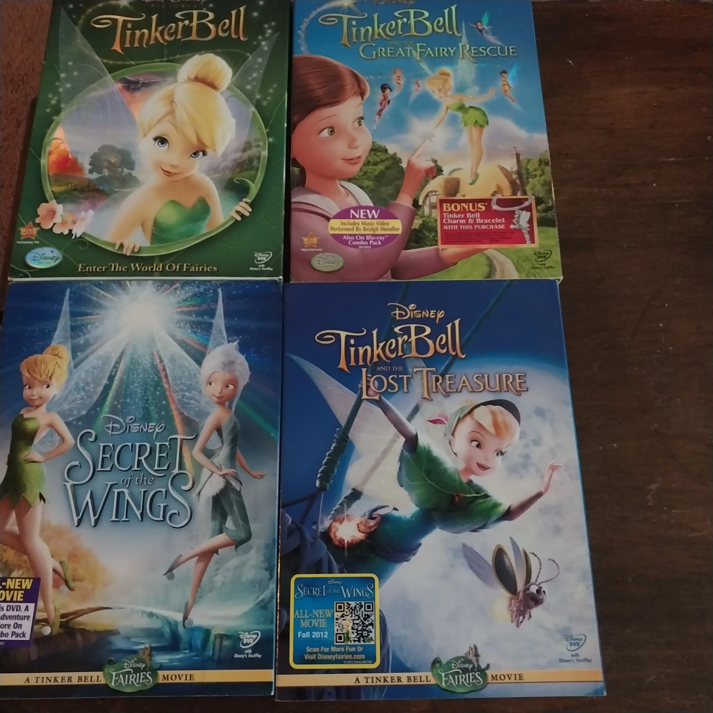 Set of 4 Disney Tinker Bell DVD Movies