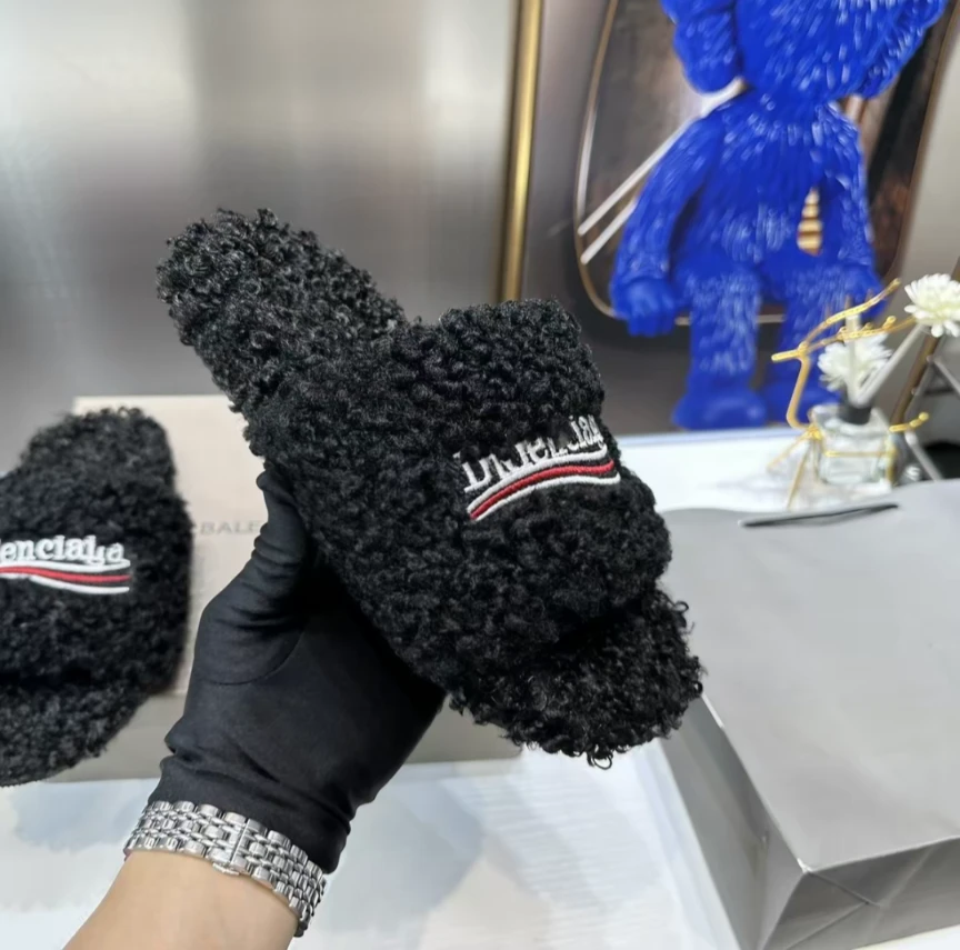Balenciaga Fur Slides