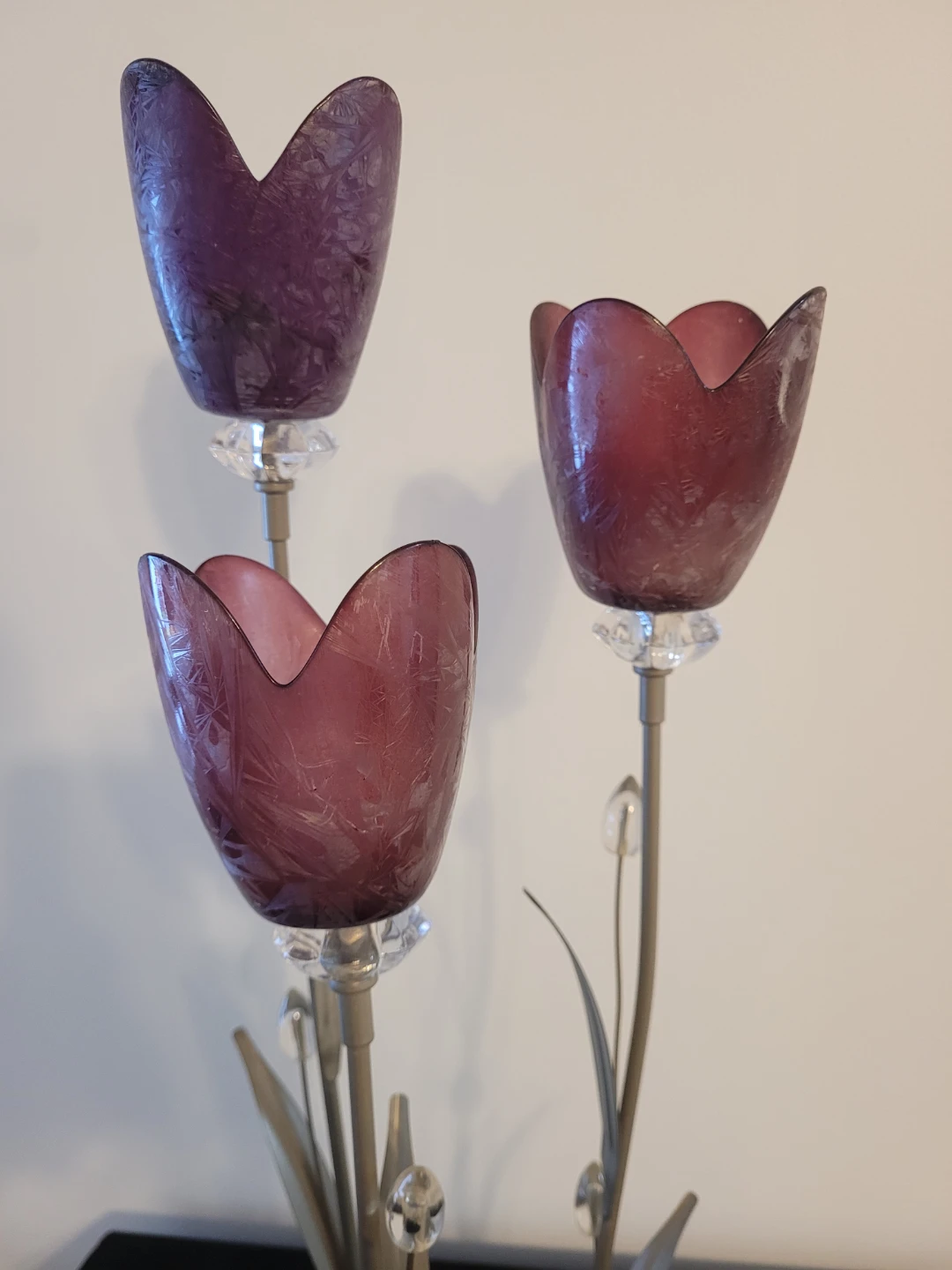 Purple glass flower tea light holder - photo 2