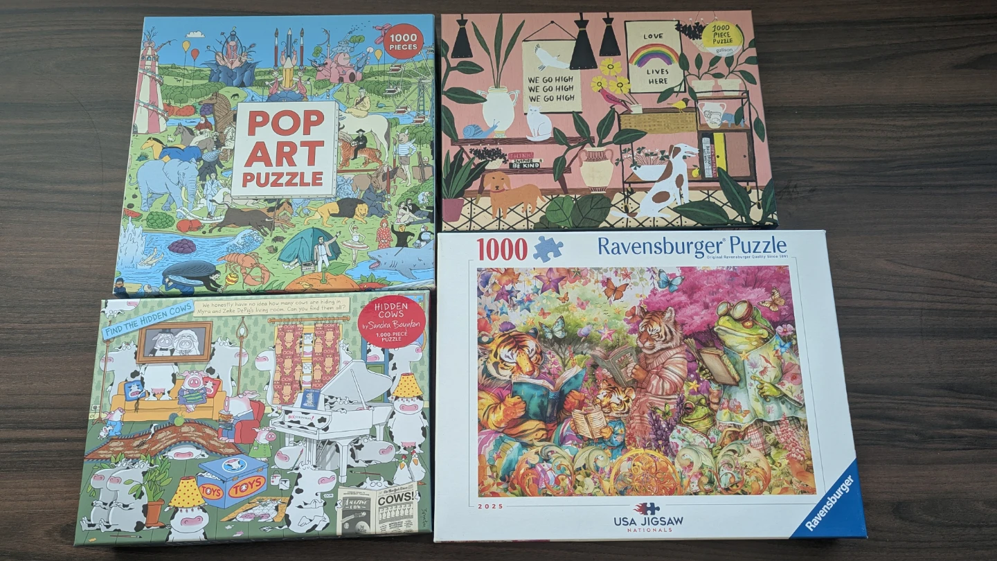 Set of 4 Assorted 1000-Piece Jigsaw Puzzles