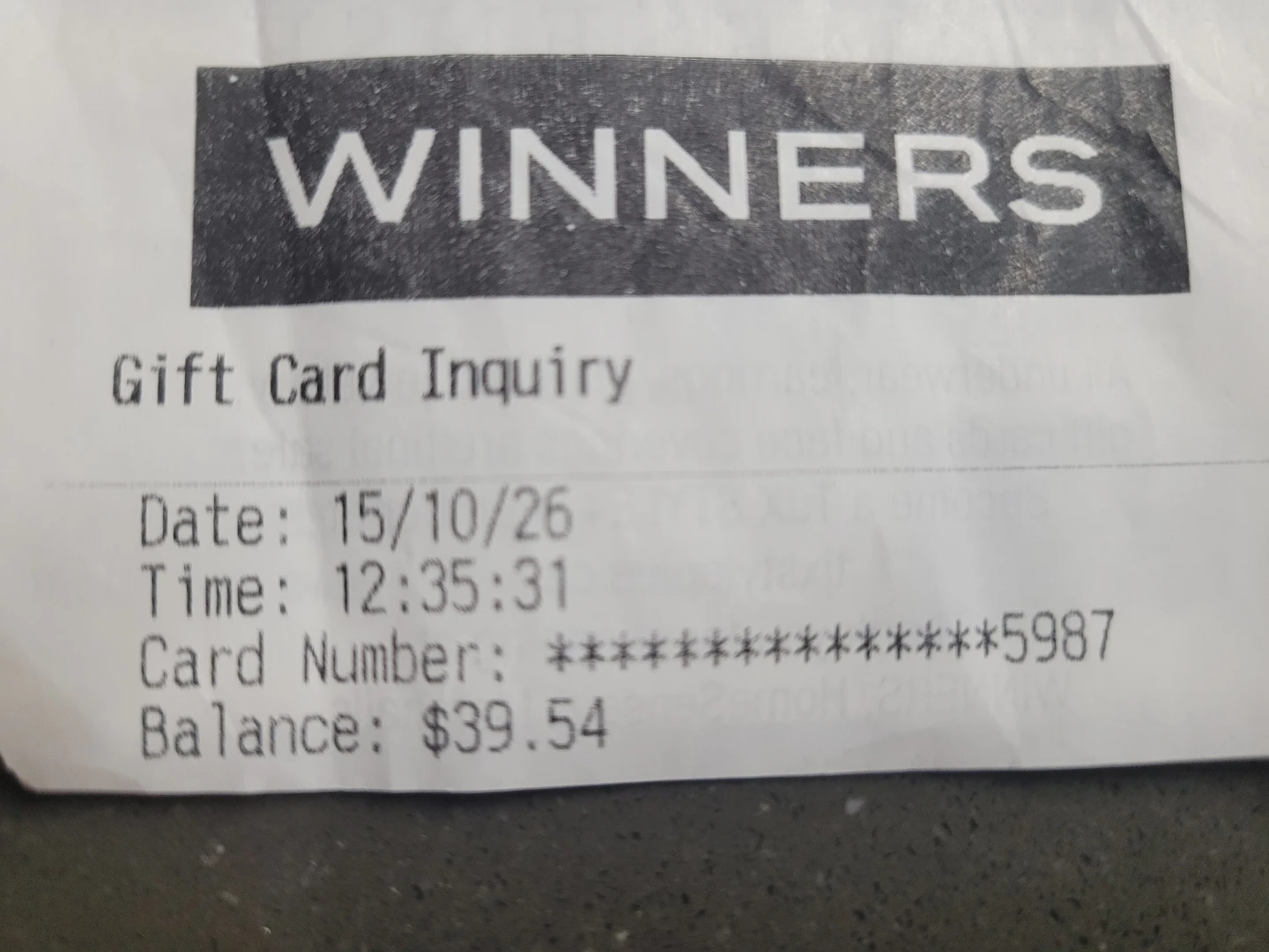 Winners Homesense Marshalls Gift Card