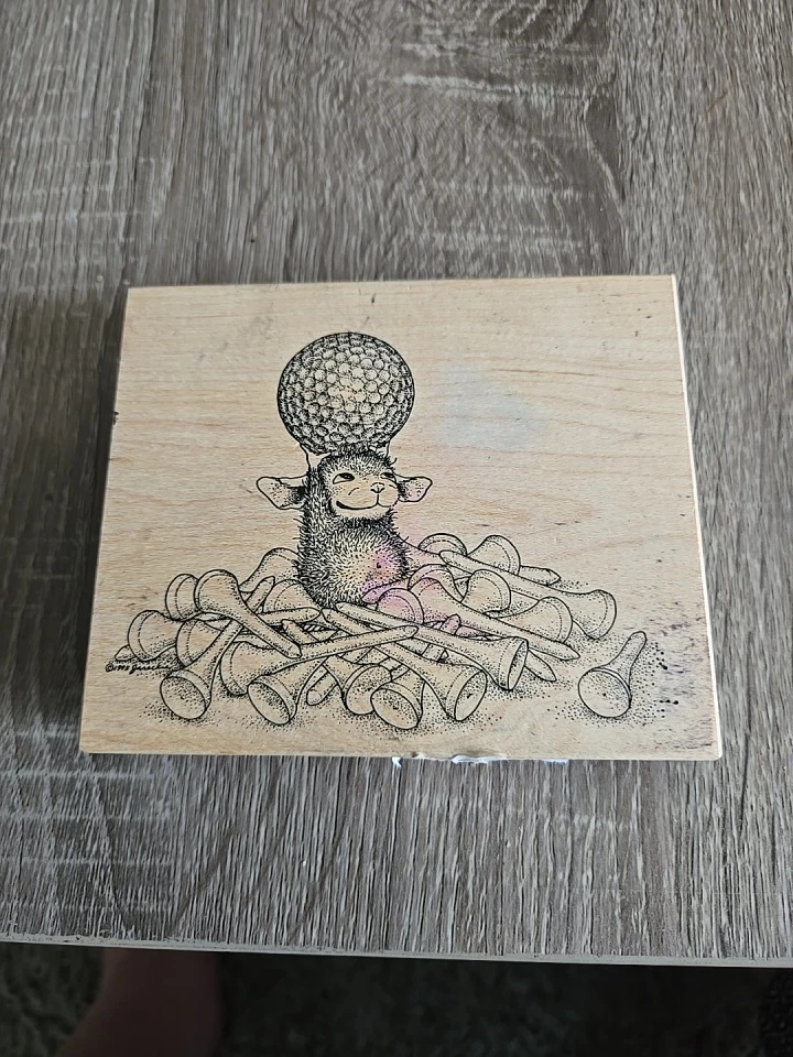 Gary Patterson Golf Sheep Rubber Stamp