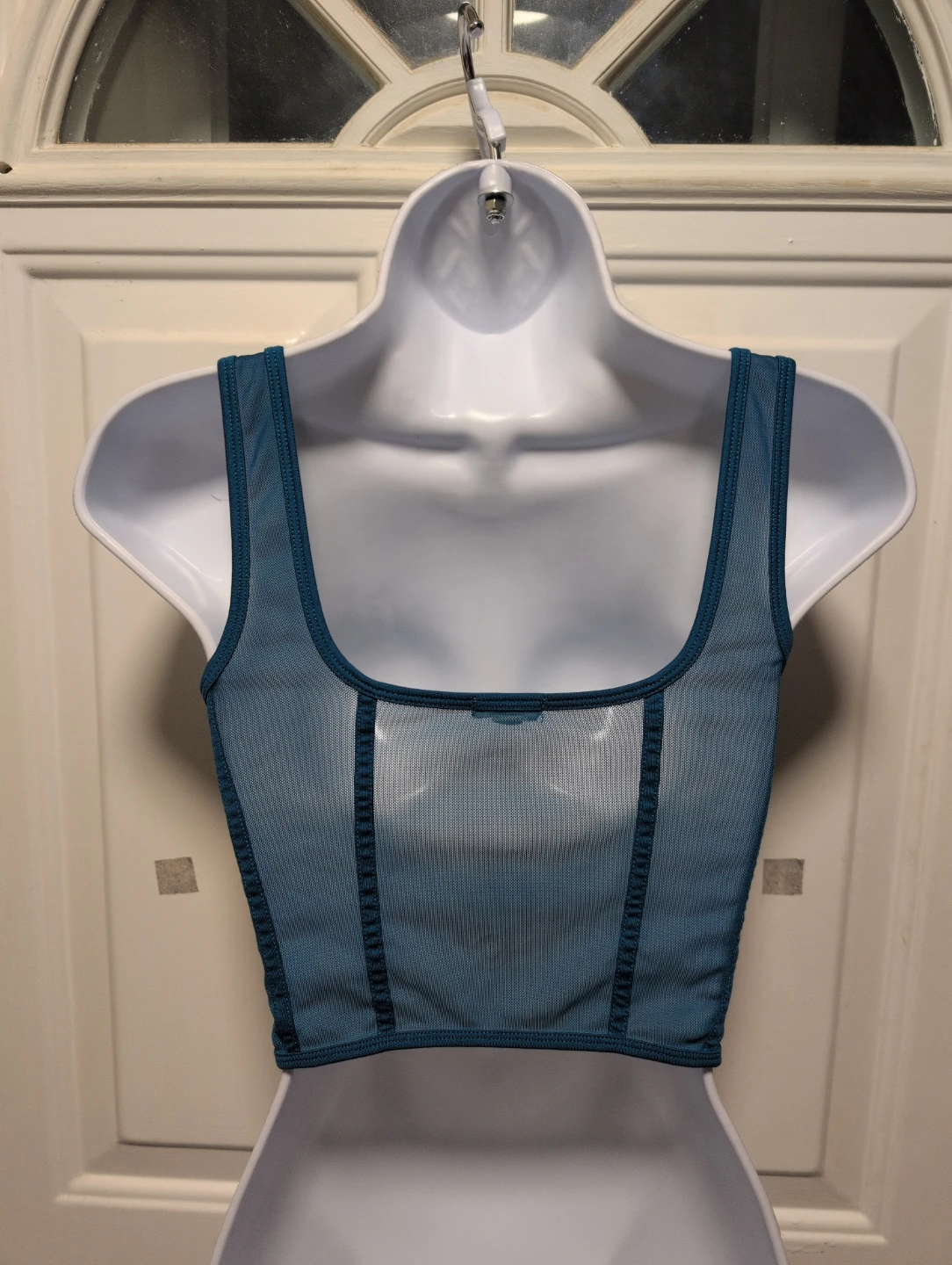 Garage Teal Mesh Corset Top - photo 4