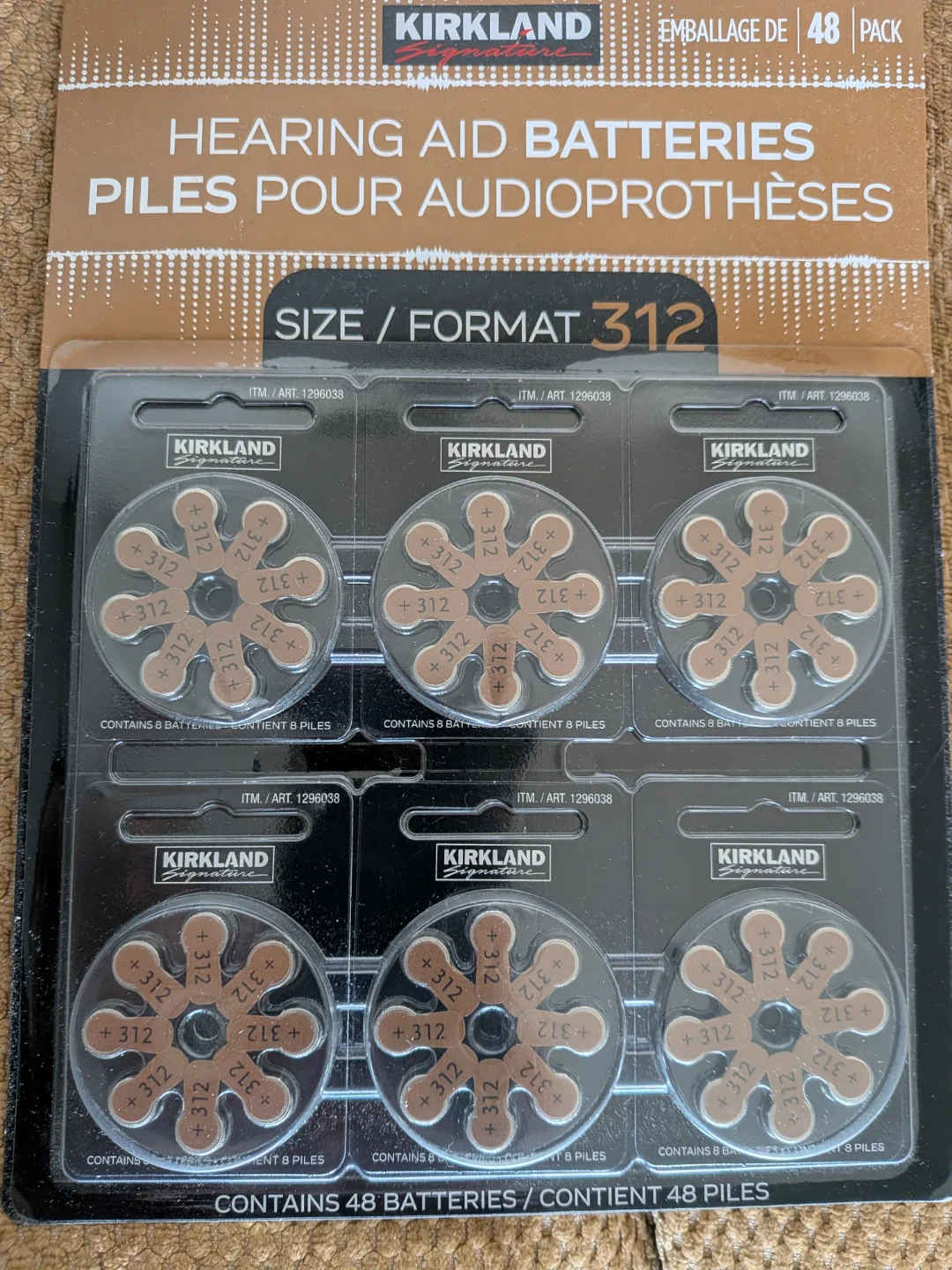 Kirkland Signature Size 312 Hearing Aid Batteries - 48 Pack