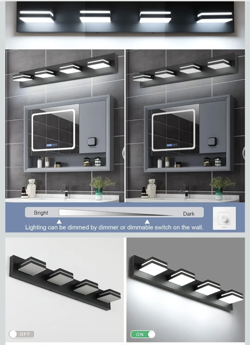 SineRise 4-Light LED Bathroom Vanity Fixture